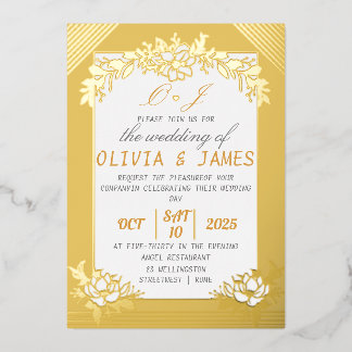 Invitación Con Relieve Metalizado Gold Foil Wedding Invitation Premium Foil