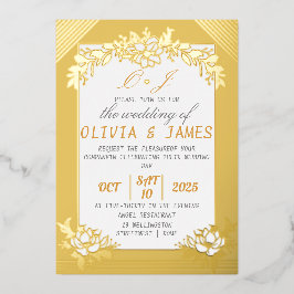 Invitación Con Relieve Metalizado Gold Foil Wedding Invitation Premium Foil