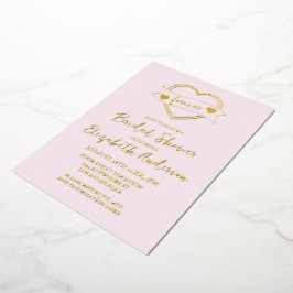 Invitación Con Relieve Metalizado Gold Forever Hearts Bridal Shower