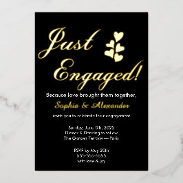 Invitación Con Relieve Metalizado Gold & White Foil Engagement Invitation