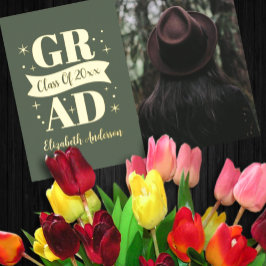 Invitación Con Relieve Metalizado Gold & White Graduation Announcement