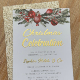 Invitación Con Relieve Metalizado Golden Annual Navidades Fiesta Celebración del Oro