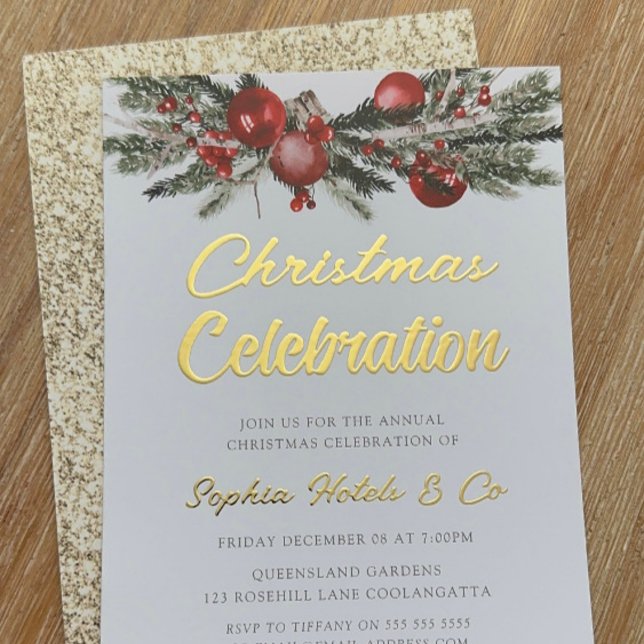 Invitación Con Relieve Metalizado Golden Annual Navidades Fiesta Celebración del Oro (Subido por el creador)