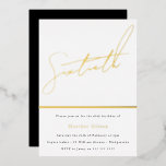 Invitación Con Relieve Metalizado Golden Script 60 cumpleaños<br><div class="desc">Invitación al Relieve metalizado de oro con guión de oro 60 cumpleaños Ver otras invitaciones en nuestra tienda de nicho y nido</div>