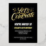 Invitación Con Relieve Metalizado Golden Script 80th Birthday Party<br><div class="desc">80 cumpleaños Ochenta Confeti de oro negro Elegante Invitación Elegante y elegante decoración de fiesta de cumpleaños diseño caligrafía tipos de letra y confeti! Este diseño es elegante y atemporal, perfecto para esa memorable celebración. Celebra su cumpleaños con estas invitaciones de cumpleaños número 80 de la moda, que incluyen "ochenta"...</div>