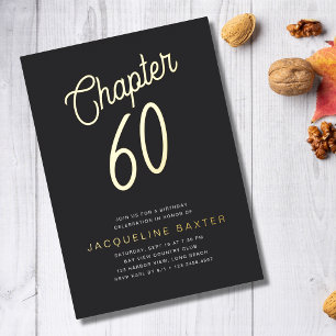 Invitación Con Relieve Metalizado Golden Script Chapter 60 60th Birthday Party