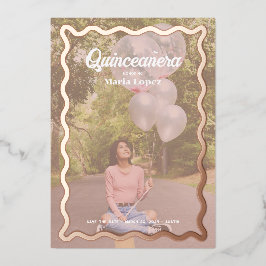 Invitación Con Relieve Metalizado Goovy Daisy Quinceañera Salven la fecha