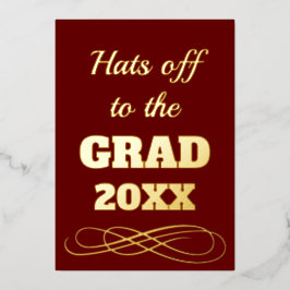 Invitación Con Relieve Metalizado Gorras de Borgoña sencillos y elegantes en el jard