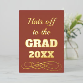 Invitación Con Relieve Metalizado Gorras de terracota simples y elegantes. Felicitac