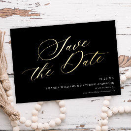Invitación Con Relieve Metalizado Graceful Calligraphy Non Photo Save The Date Card
