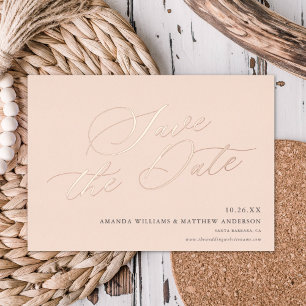 Invitación Con Relieve Metalizado Graceful Calligraphy Non Photo Save The Date REAL
