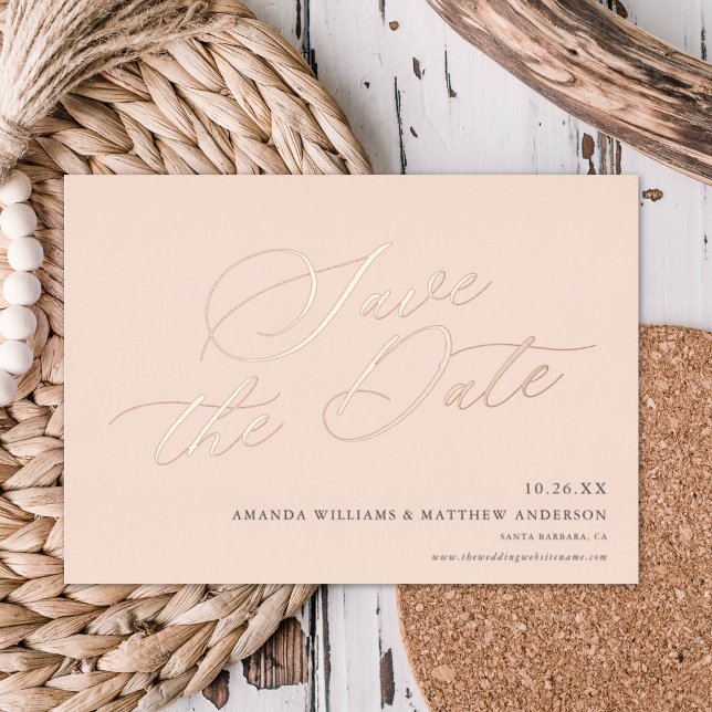 Invitación Con Relieve Metalizado Graceful Calligraphy Non Photo Save The Date REAL (Subido por el creador)
