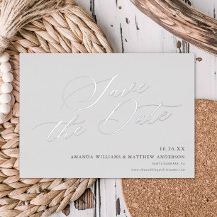 Invitación Con Relieve Metalizado Graceful Calligraphy Non Photo Save The Date REAL
