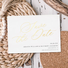 Invitación Con Relieve Metalizado Graceful Calligraphy Non Photo Save The Date REAL