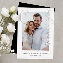 Invitación Con Relieve Metalizado Gracias Personalizado Script Monograma Boda Foto