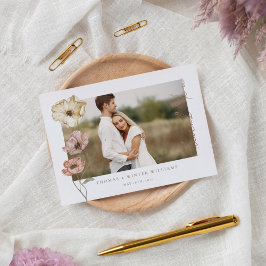 Invitación Con Relieve Metalizado Gracias Script Islandés Watercolor Poppy Photo