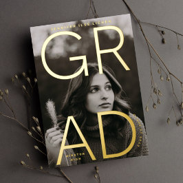 Invitación Con Relieve Metalizado GRAD de la escuela secundaria de Relieve metalizad