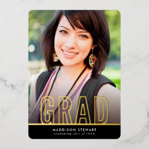 Invitación Con Relieve Metalizado GRAD moderno contorno de foto tipo superposición n