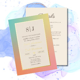 Invitación Con Relieve Metalizado Gradiente arcoiris Boda moderno