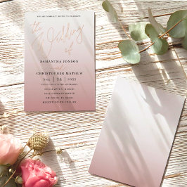 Invitación Con Relieve Metalizado Gradiente de oro Rosa moderno El Boda de