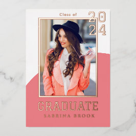 Invitación Con Relieve Metalizado Graduación con Foto Moderna 
