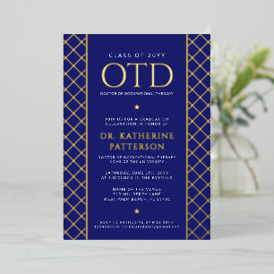 Invitación Con Relieve Metalizado Graduación de Doctor en Terapia Ocupacional OTD