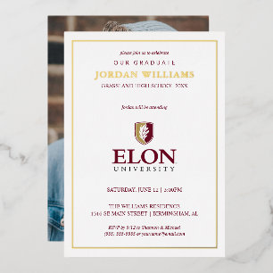 Invitación Con Relieve Metalizado Graduación de Elon