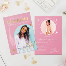 Graduación de espuma rosa moderna y retro