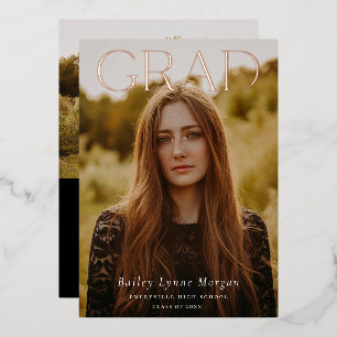 Invitación Con Relieve Metalizado Graduación de foto de titulares GRAD