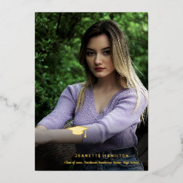 Invitación Con Relieve Metalizado Graduación de foto frontal/posterior de escritura 