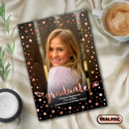 Invitación Con Relieve Metalizado Graduación de fotografía de confetti metálico