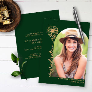 Invitación Con Relieve Metalizado Graduación de fotografía manuscrita de Boho Arch G