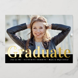 Invitación Con Relieve Metalizado Graduación de fotografía tipográfica moderna de or