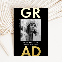 Invitación Con Relieve Metalizado Graduación de fotografías de negrita en negrita en