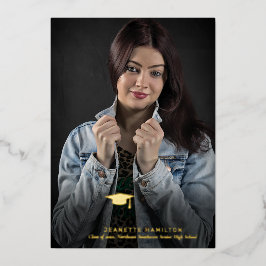 Invitación Con Relieve Metalizado Graduación de fotografías frontales/posteriores de