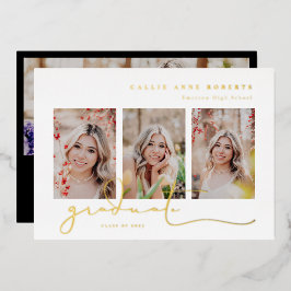 Invitación Con Relieve Metalizado Graduación de fotos de instantáneas con secuencias