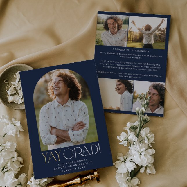 Invitación Con Relieve Metalizado Graduación de fotos de la moderna Marina de Reliev (Subido por el creador)