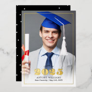 Invitación Con Relieve Metalizado Graduación de Fotos Elegante