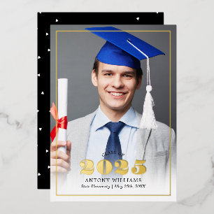 Invitación Con Relieve Metalizado Graduación de Fotos Elegante