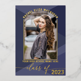 Invitación Con Relieve Metalizado Graduación de fotos geométricas de la Marina Real 