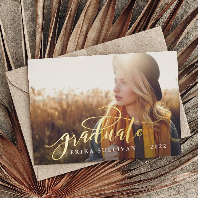 Invitación Con Relieve Metalizado Graduación de guiones Fiesta de fotografías de dos (Subido por el creador)