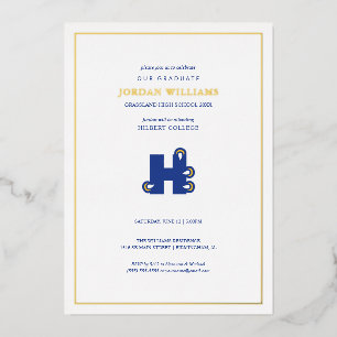 Invitación Con Relieve Metalizado Graduación de Hilbert College