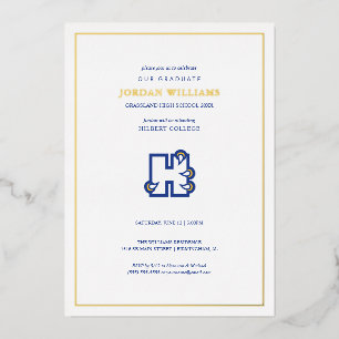 Invitación Con Relieve Metalizado Graduación de Hilbert College