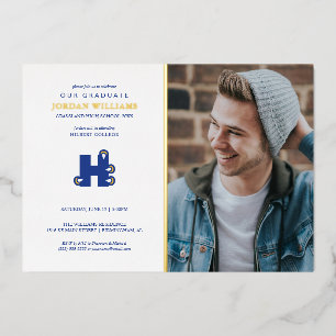 Invitación Con Relieve Metalizado Graduación de Hilbert College