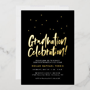 Invitación Con Relieve Metalizado Graduación de la celebración de diversión