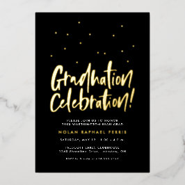 Invitación Con Relieve Metalizado Graduación de la celebración de diversión