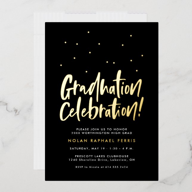 Invitación Con Relieve Metalizado Graduación de la celebración de diversión (Sobre)