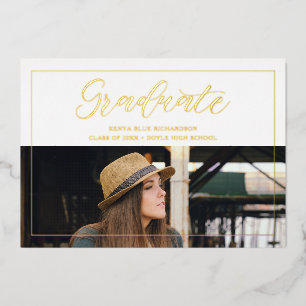 Invitación Con Relieve Metalizado Graduación de la escritura de escritura de tipogra