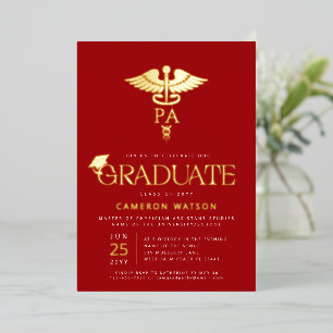 Invitación Con Relieve Metalizado Graduación de la Escuela de Auxiliar de Médico PA