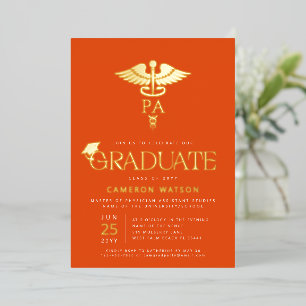 Invitación Con Relieve Metalizado Graduación de la Escuela de Posgrado de Asistente